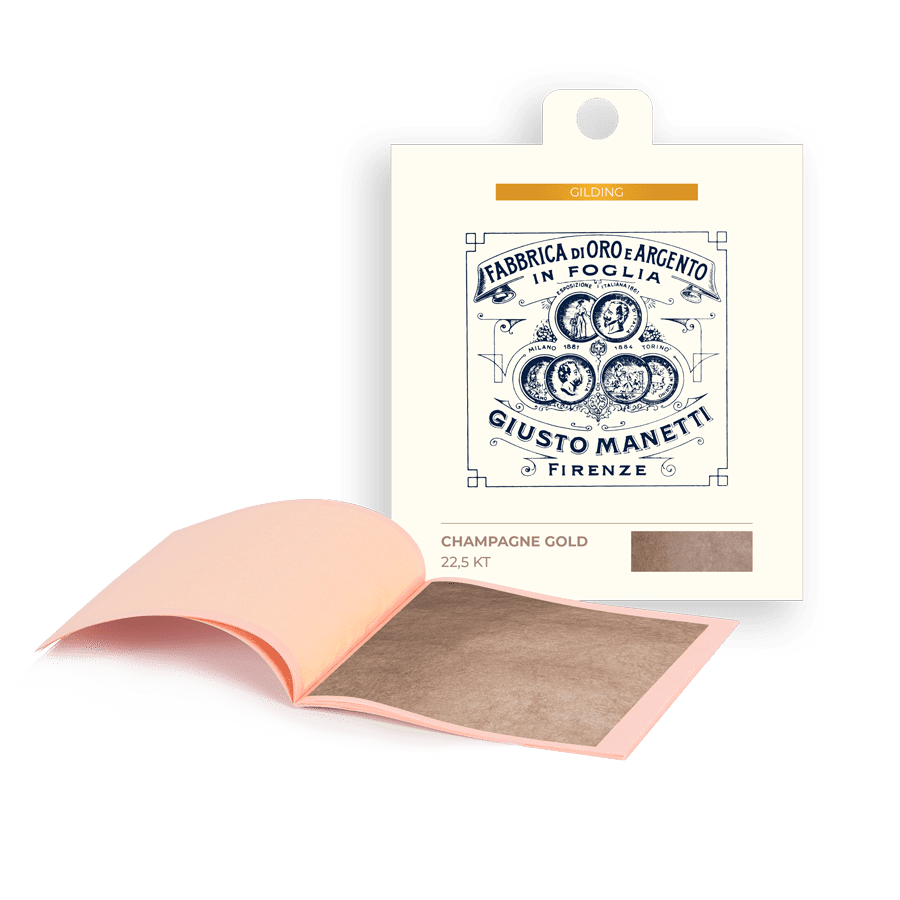 Pan de oro en libro – 80×80 mm – 14 gramos – Oro Champagne 22,5 kt