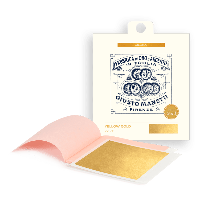 Gold leaf for iconography – 80×80 mm – 15 grams – Yellow gold 22 kt