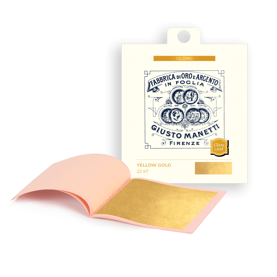 Pan de oro para vidrio – 86×86 mm – 16 gramos – Oro Amarillo 22 kt