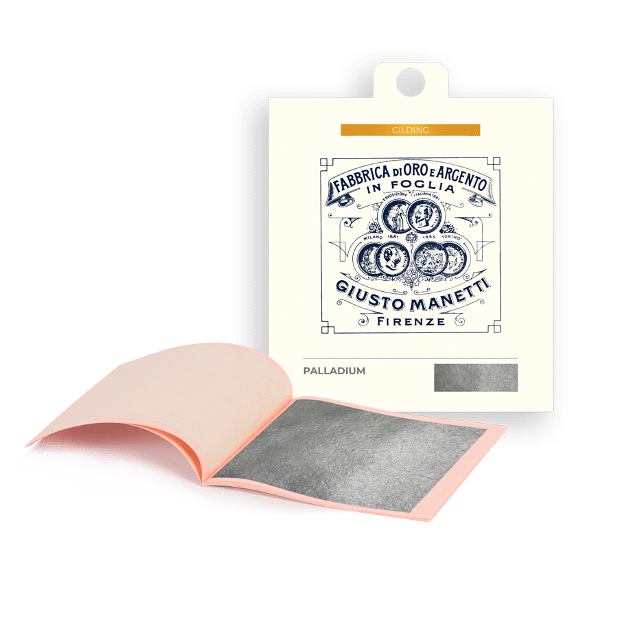 Hoja de paladio en libro – 80×80 mm – 14 gramos – Paladio