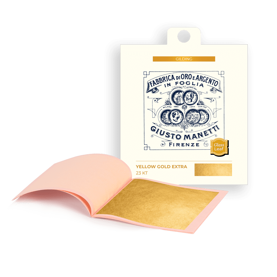 Pan de oro para vidrio – 86×86 mm – 16 gramos – Oro Amarillo Extra 23 kt