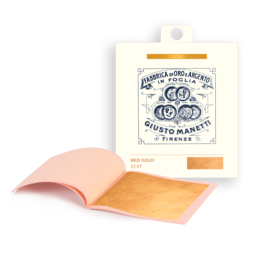 Pan de oro en libro – 80×80 mm – 14 gramos – Oro Rojo 23 kt